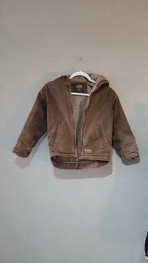 C.E. Schmidt Youth Sherpa Lined Canvas Work Jacket Size S Brown